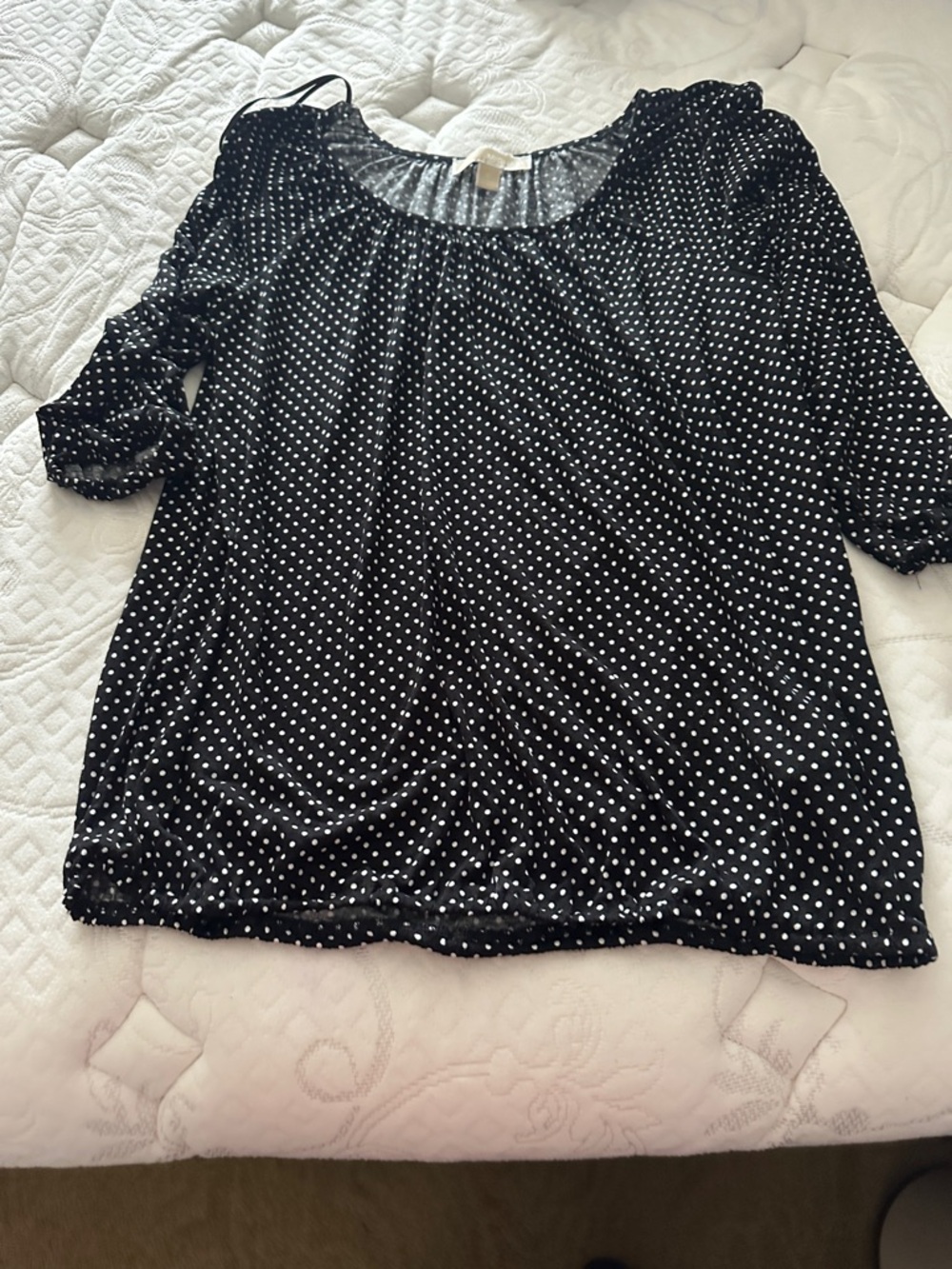 Michael Kors Black Polka Dot Blouse with Scoop Neck